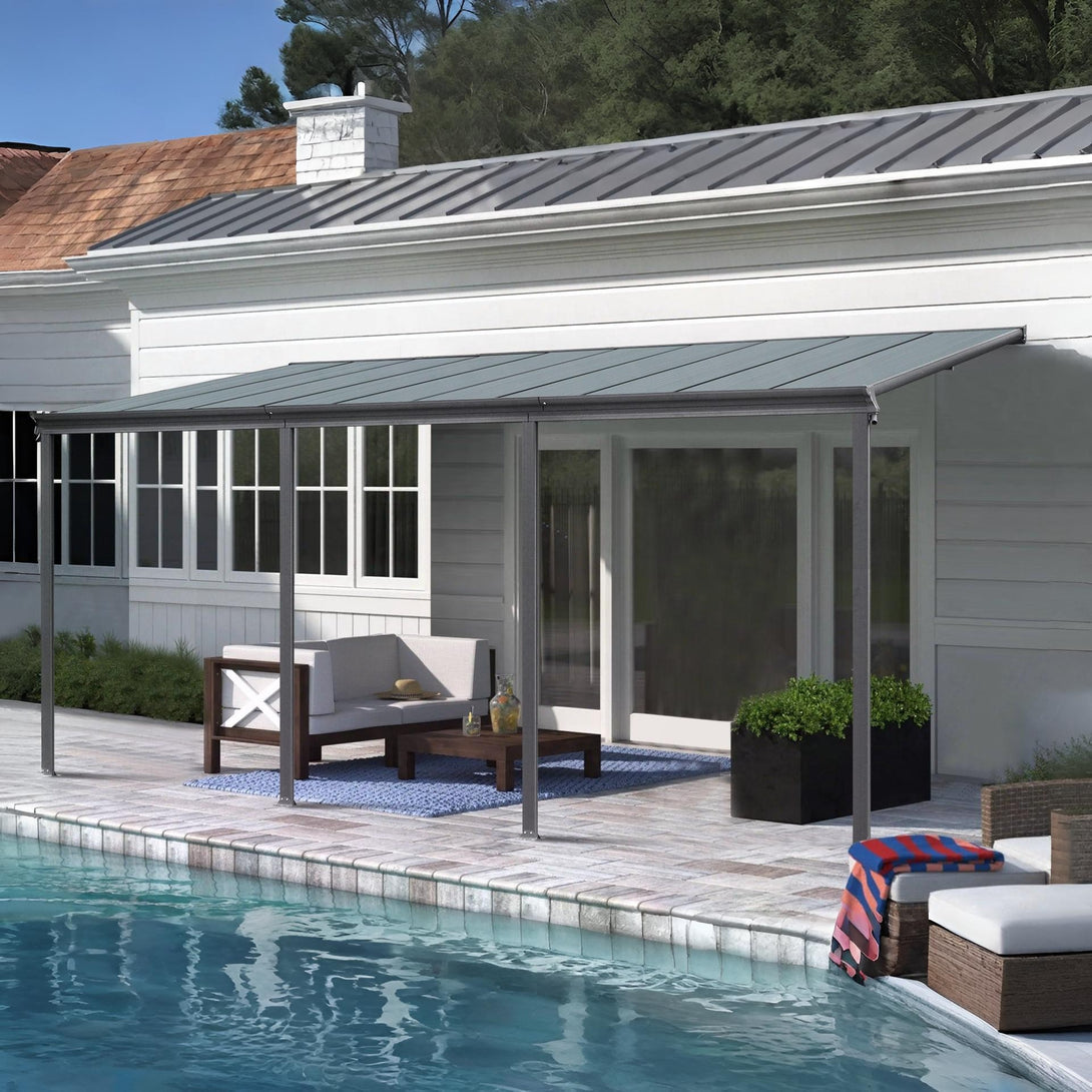 Patio Canopy 20' x 10' ft - 6.18 x 3.03 x 2.58M - CHARCOAL GREY