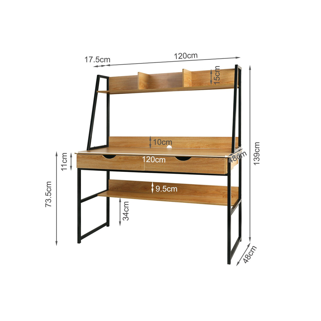 Siya 120cm Computer Study Desk with Drawers - Walnut