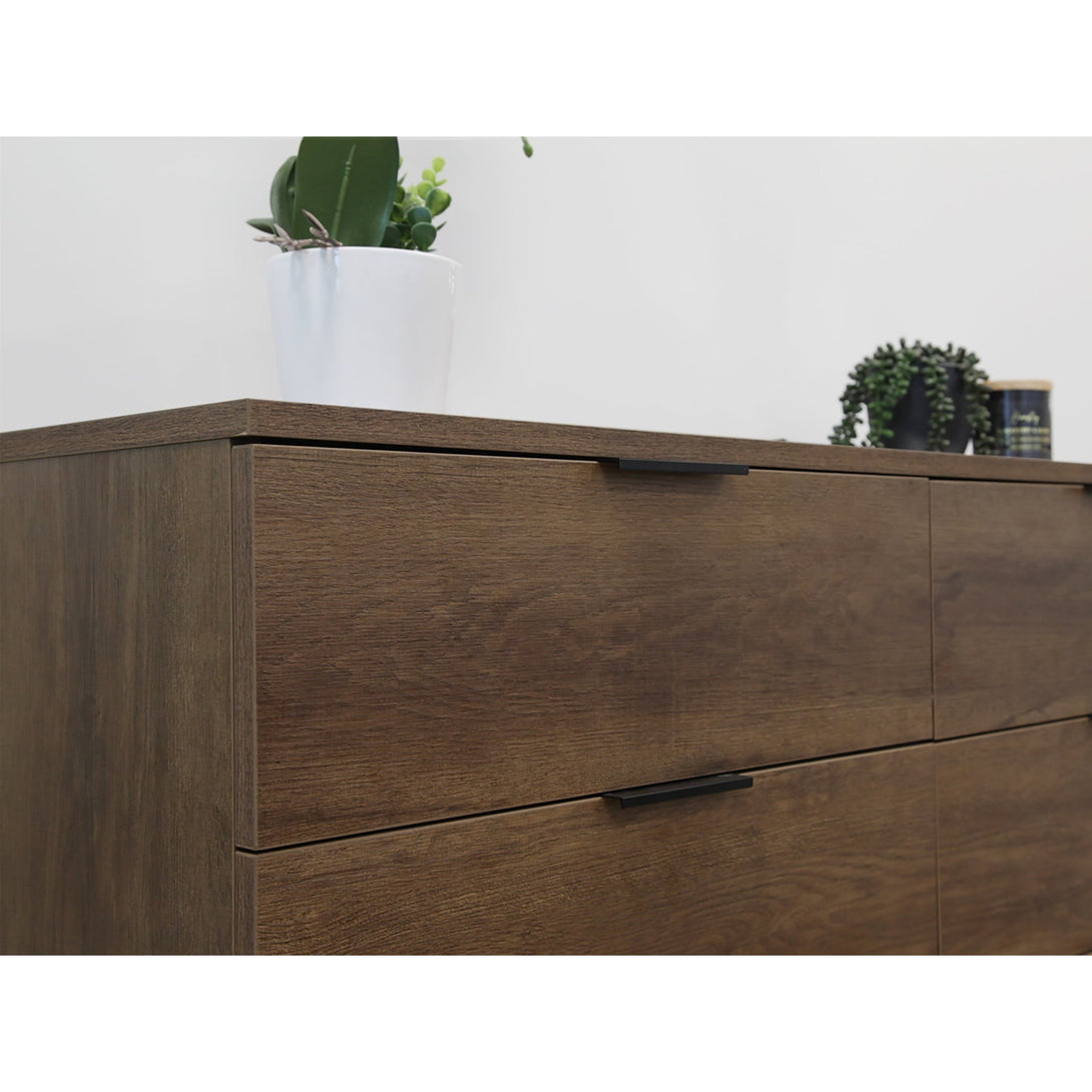 Ocala Low Boy 6 Drawer Chest Dresser - Walnut