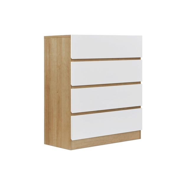 Harris 4 Drawers Tallboy - Oak + White