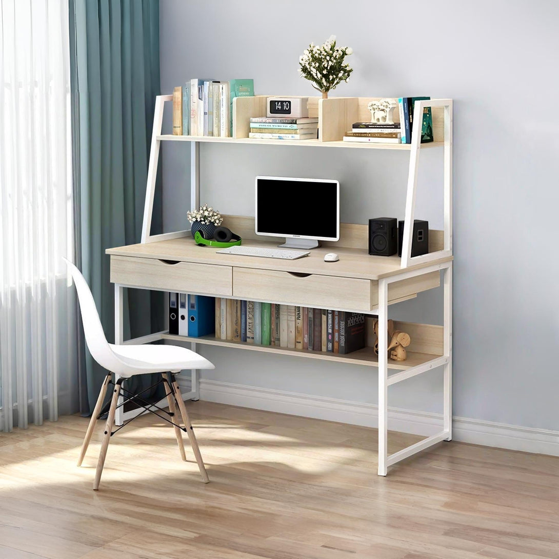 Siya 120cm Computer Desk with Drawers - Oak