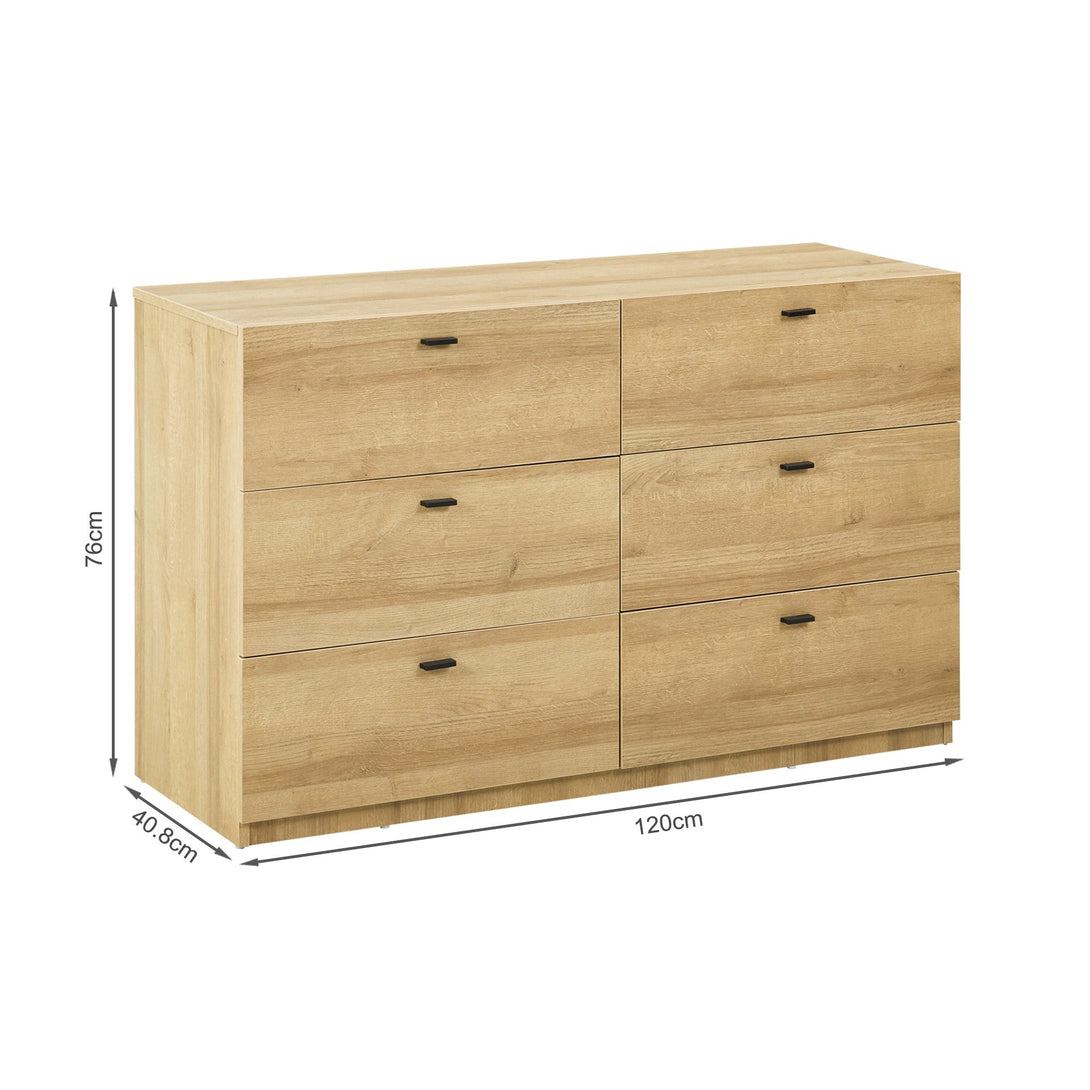 Hekla Low Boy 6 Drawer Chest Dresser - Oak