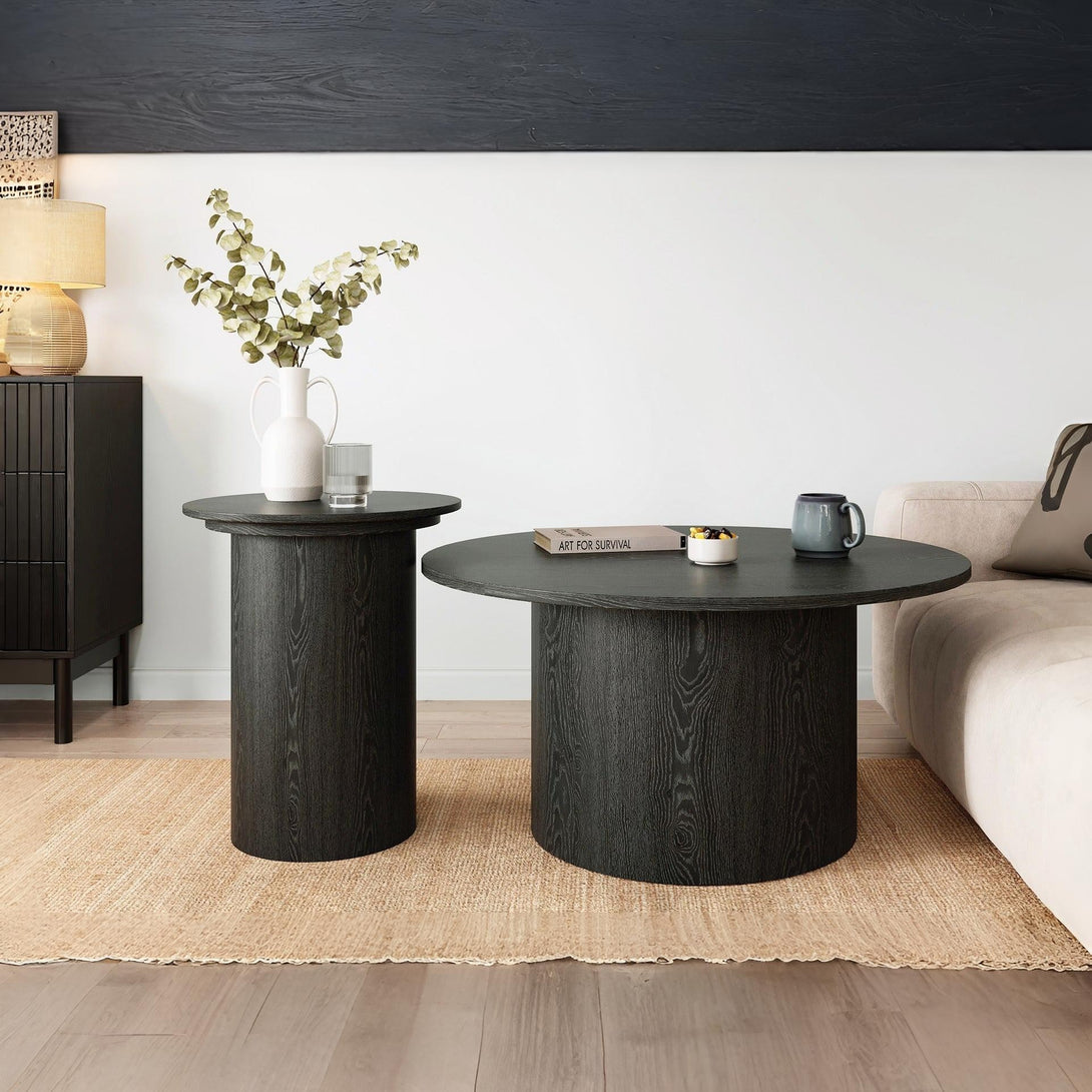 Adley Round Coffee Table 90cm - Black