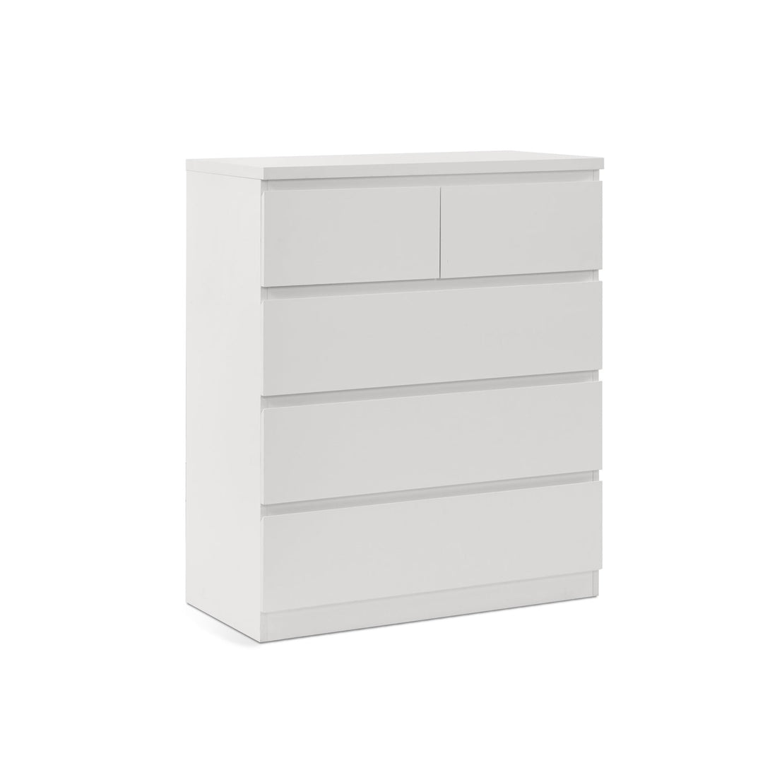 Tongass Wooden Tallboy 5 Drawers - White