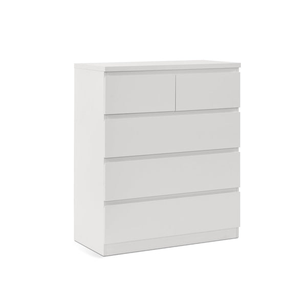 Tongass Wooden Tallboy 5 Drawers - White