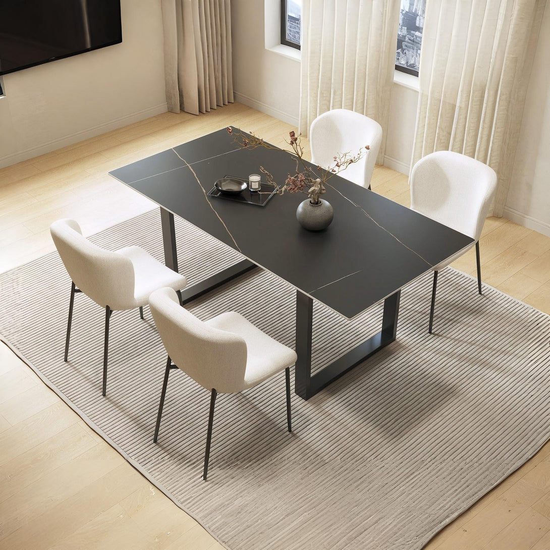 Ceramic Dining Table 180 x 90cm - Golden Black