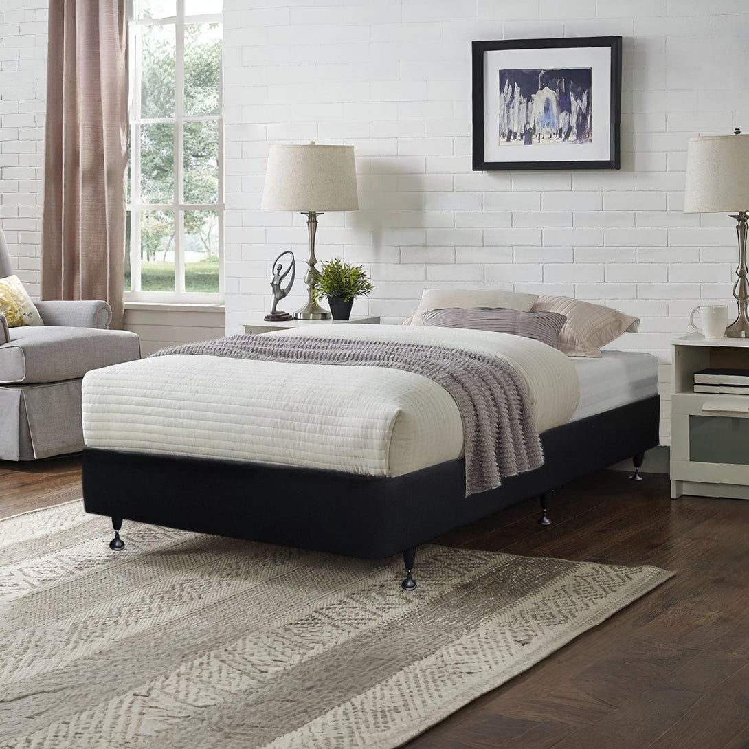 Vinson Fabric Single Bed Base - Black