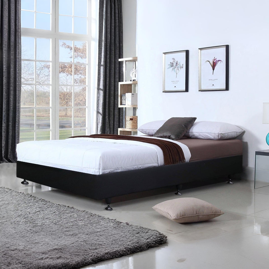 Vinson Fabric Queen Bed Base - Black