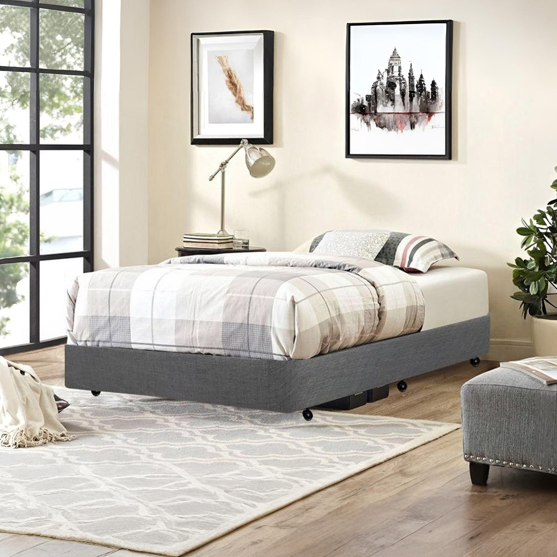 Vinson Fabric Single Bed Base - Grey