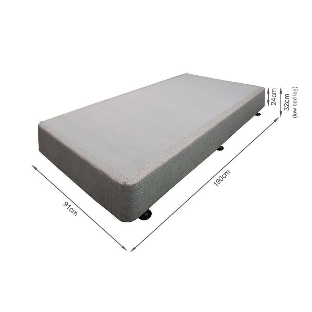 Vinson Fabric Single Bed Base - Grey