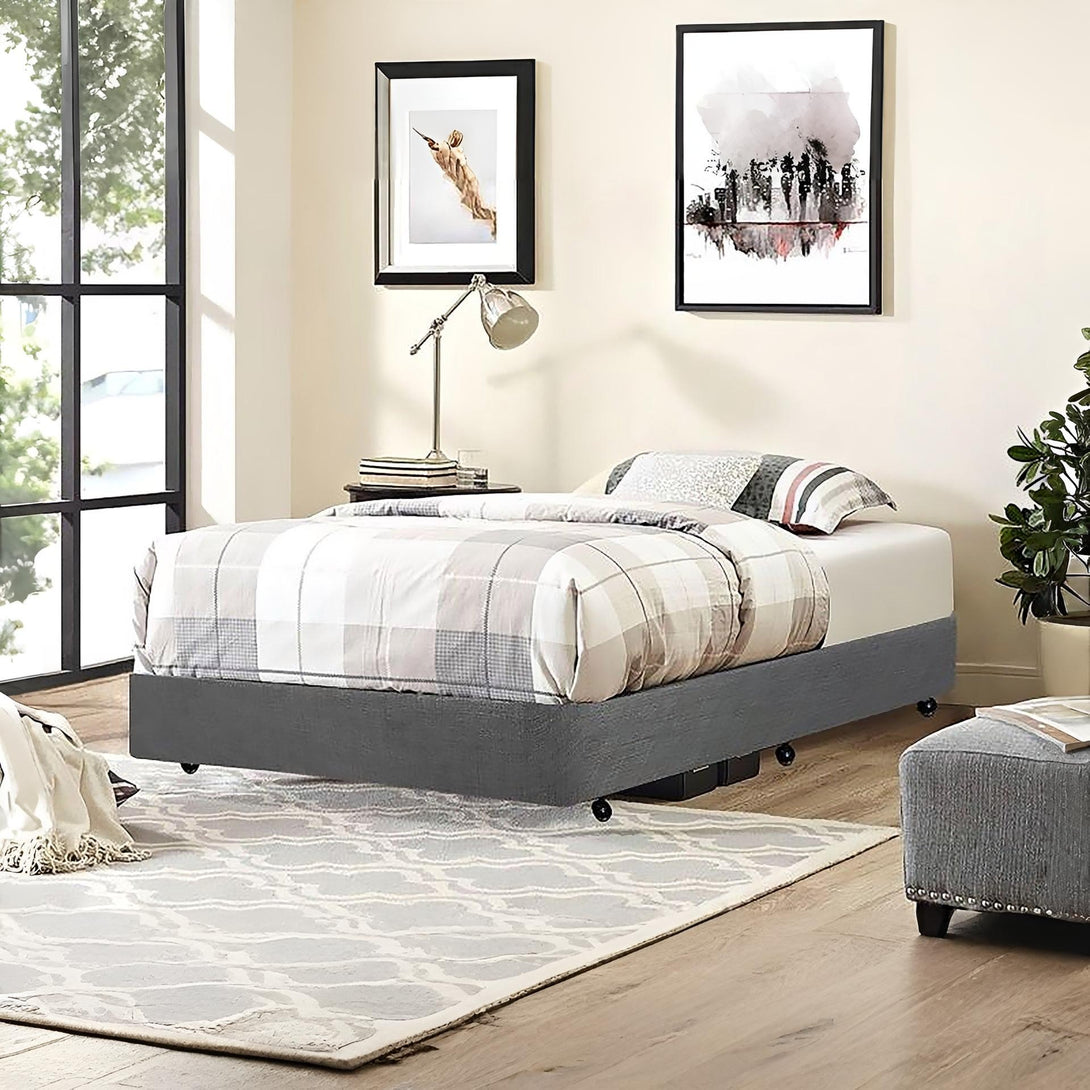 Vinson Fabric King Single Bed Base - Grey