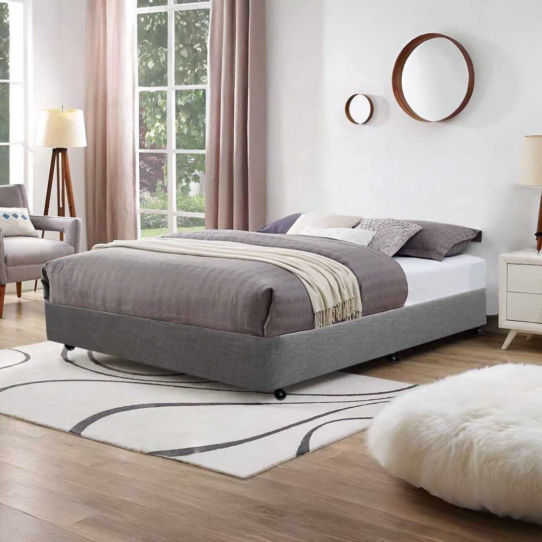 Vinson Fabric Double Bed Base - Grey
