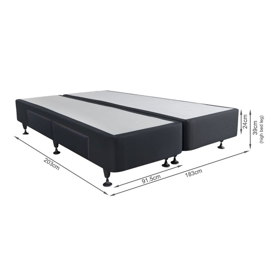 Charles Fabric Super King Split Bed Base 4 Drawers - Black