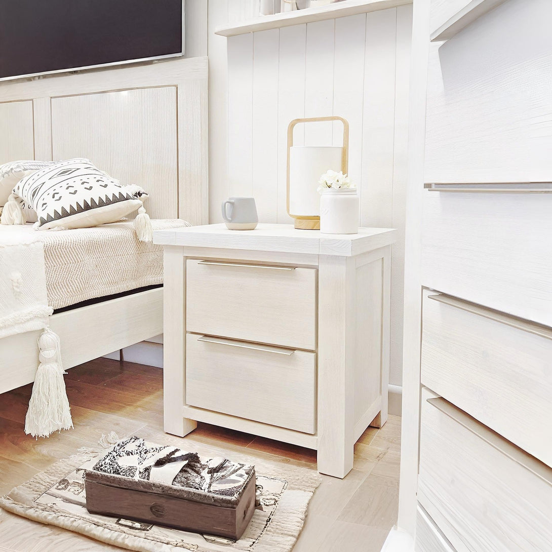 Lincoln Solid Wood Bedside Table - White
