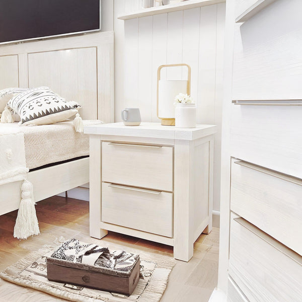 Lincoln Solid Wood Bedside Table - White
