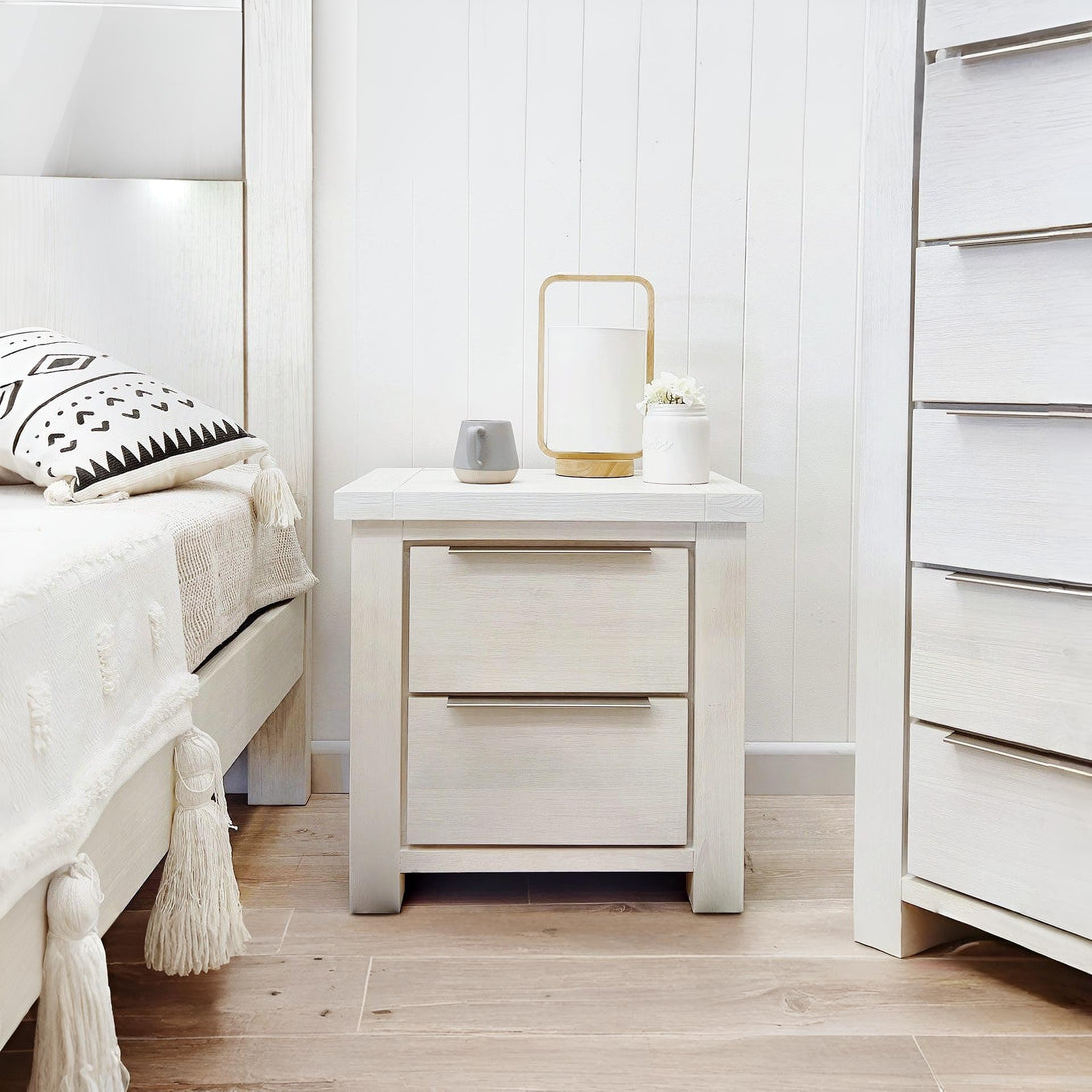 Lincoln Solid Wood Bedside Table - White
