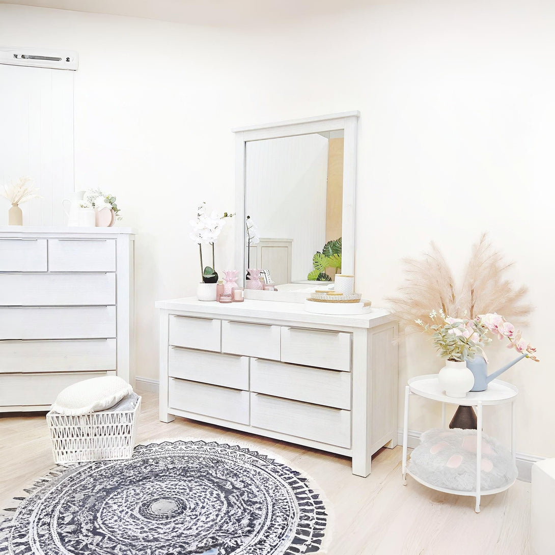 Lincoln Solid Wood 7 Drawer Dresser - White