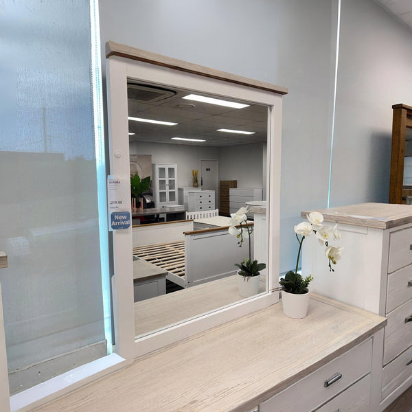 Aurora Solid Wood Mirror - White