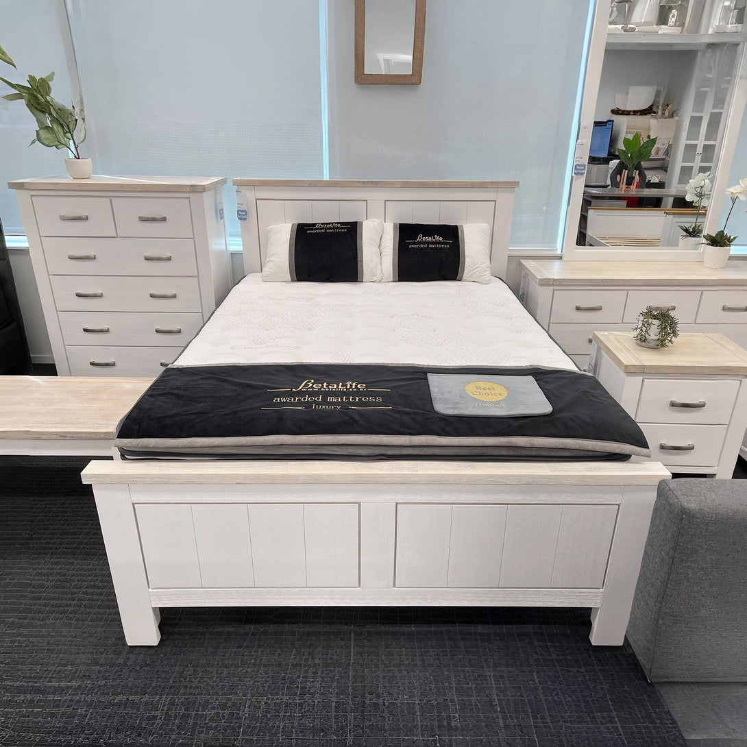 Aurora Solid Wood Queen Bed Frame - White