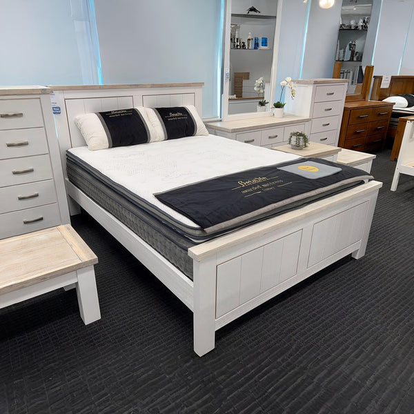 Aurora Solid Wood Queen Bed Frame - White