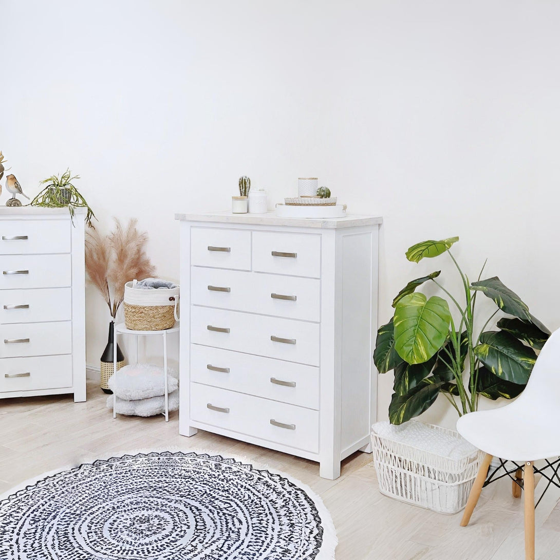 Aurora Solid Wood 6 Drawer Tallboy - White