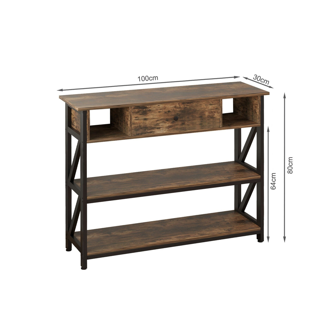 Atlas 1m Console Table with Drawer - Rustic Brown