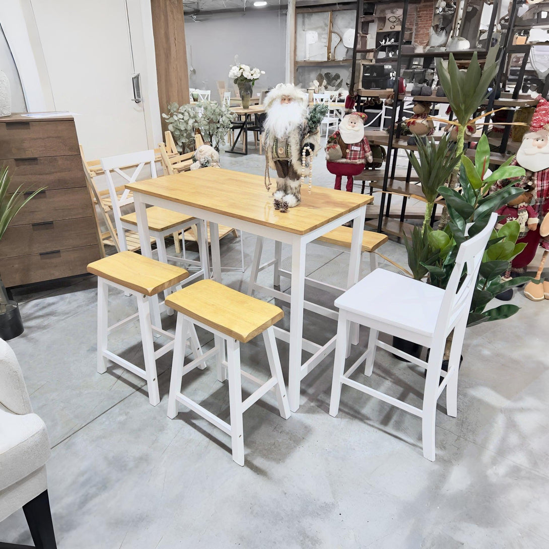 Avon Bar Stool - Set of Two - Oak+White