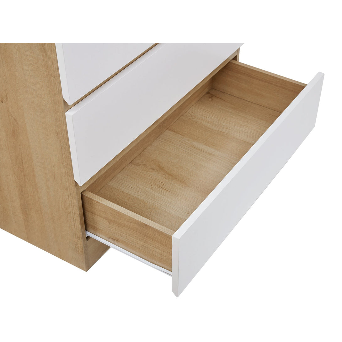 Harris 4 Drawers Tallboy - Oak + White