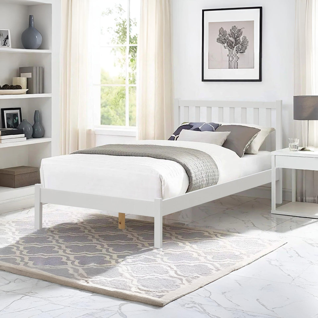 Baker King Single Wooden Bed Frame - White