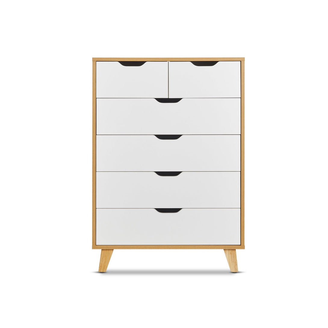 Schertz Wooden Tallboy 6 Drawers - Oak