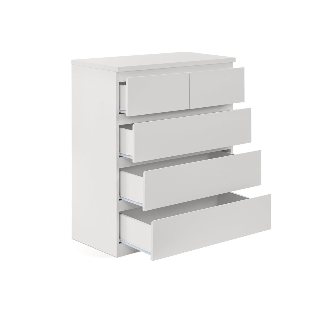 Tongass Wooden Tallboy 5 Drawers - White