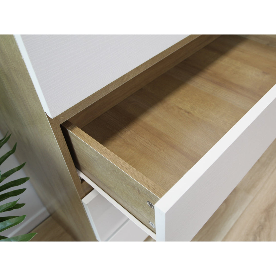 Harris 5 Drawers Tallboy - Oak + White