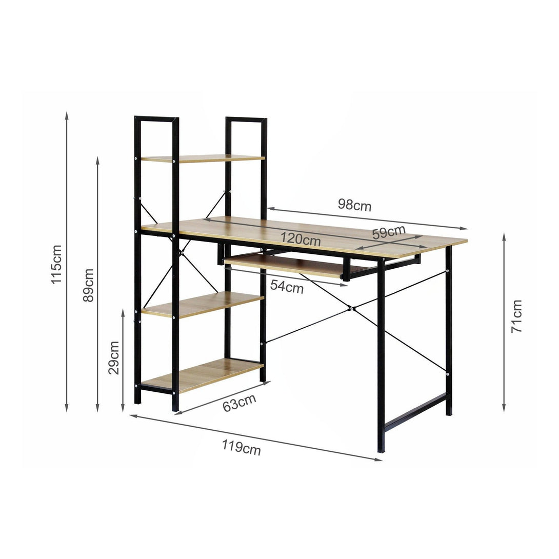 Gayle 120cm Computer Desk with Bookshelf - Black