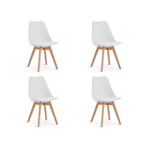 Bodhi Dining Chair with Padded Seat - Set of 4 - White