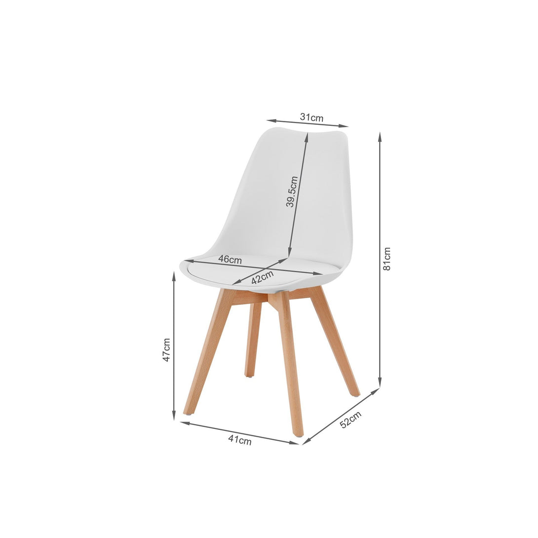 Bodhi Dining Chair with Padded Seat - Set of 4 - White