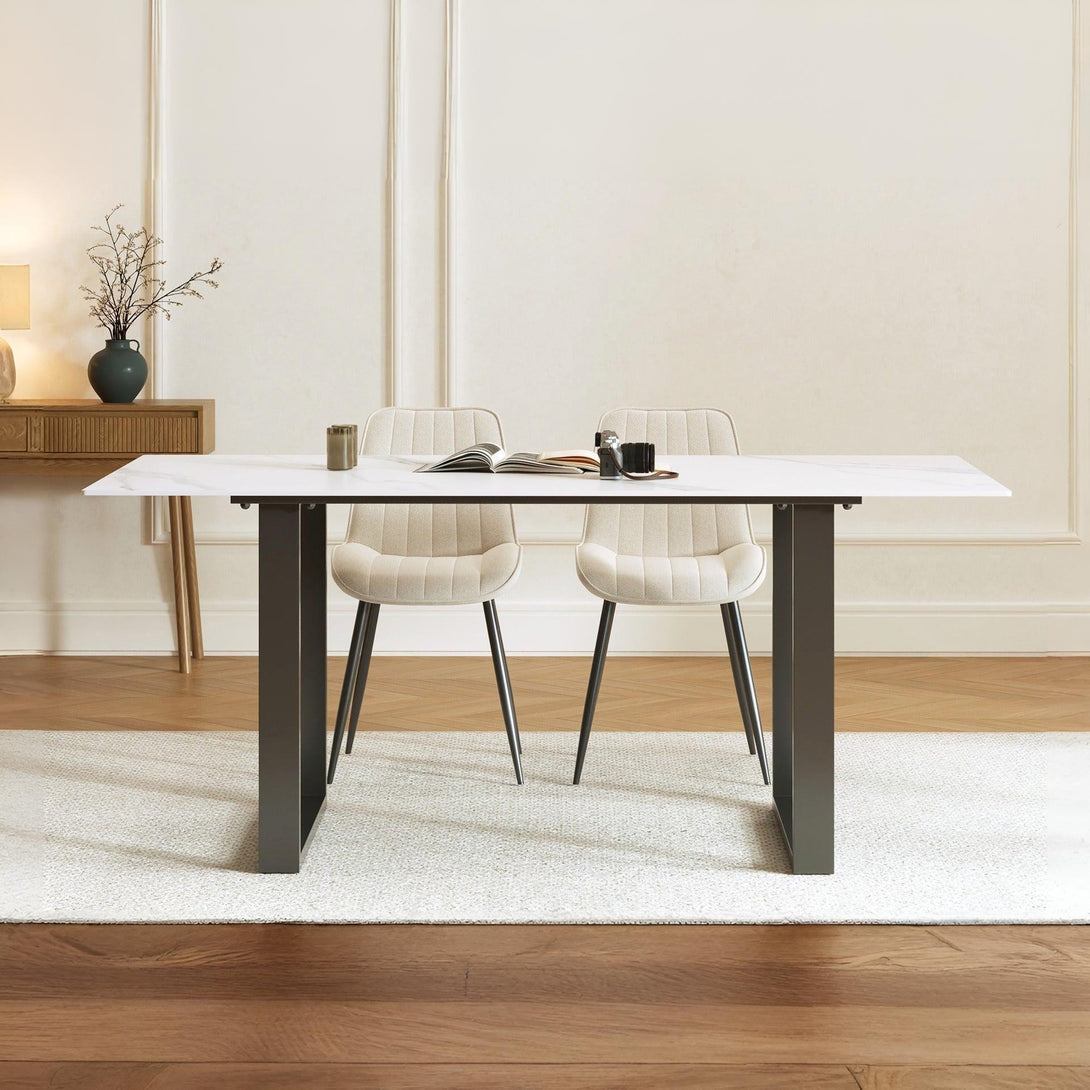 Bridger Matt Ceramic Dining Table 160 x 90cm - White + Black
