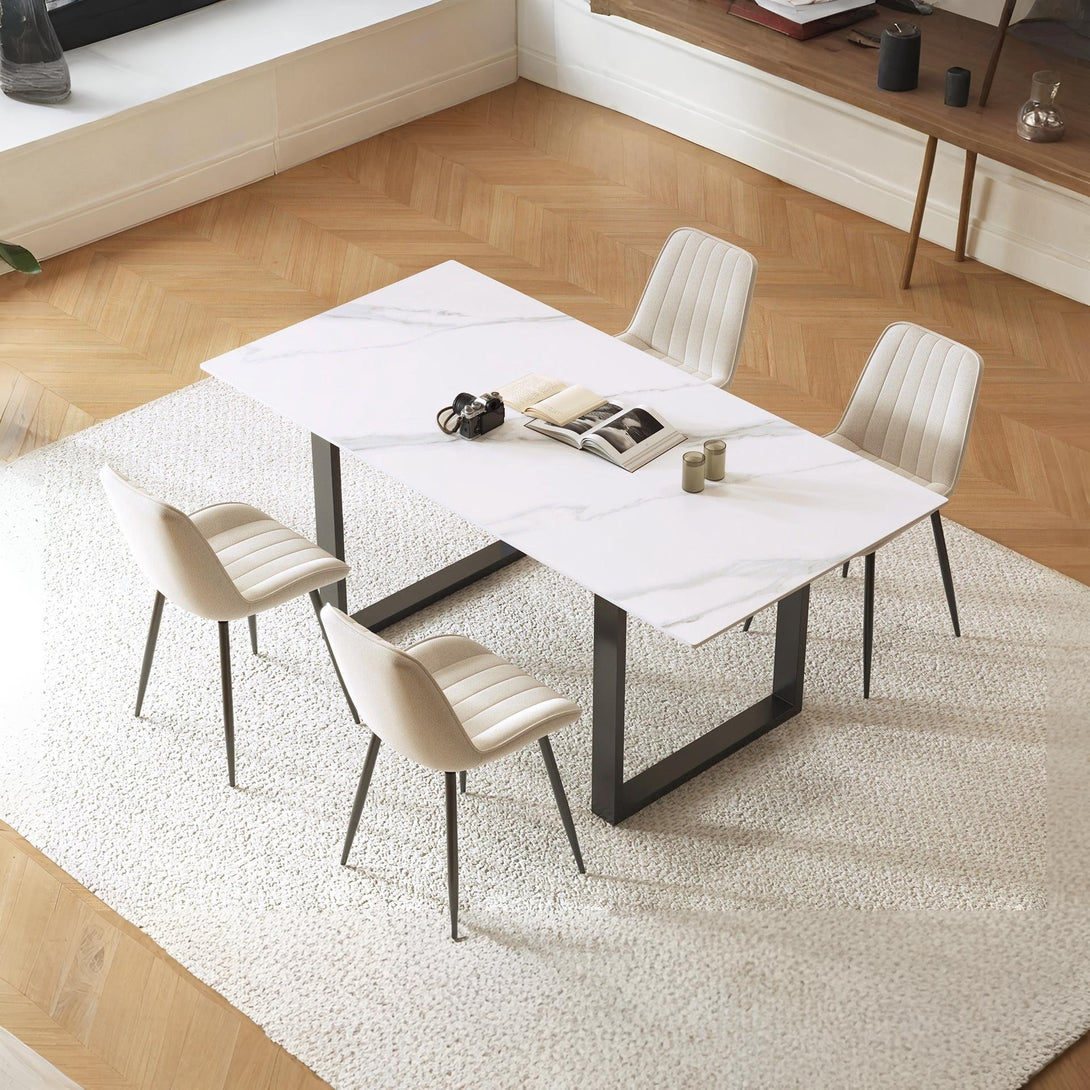 Bridger Matt Ceramic Dining Table 160 x 90cm - White + Black