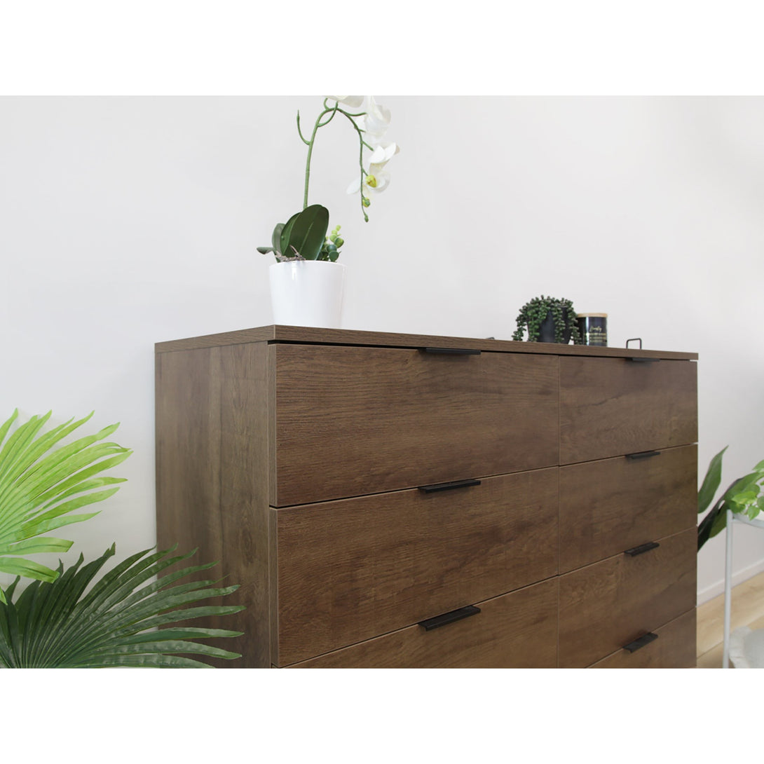 Ocala Low Boy 8 Drawer Chest Dresser - Walnut