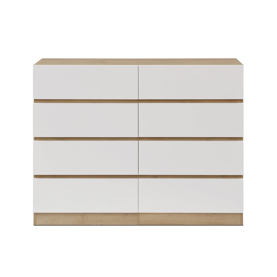Harris 8 Drawers Low Boy - Oak + White