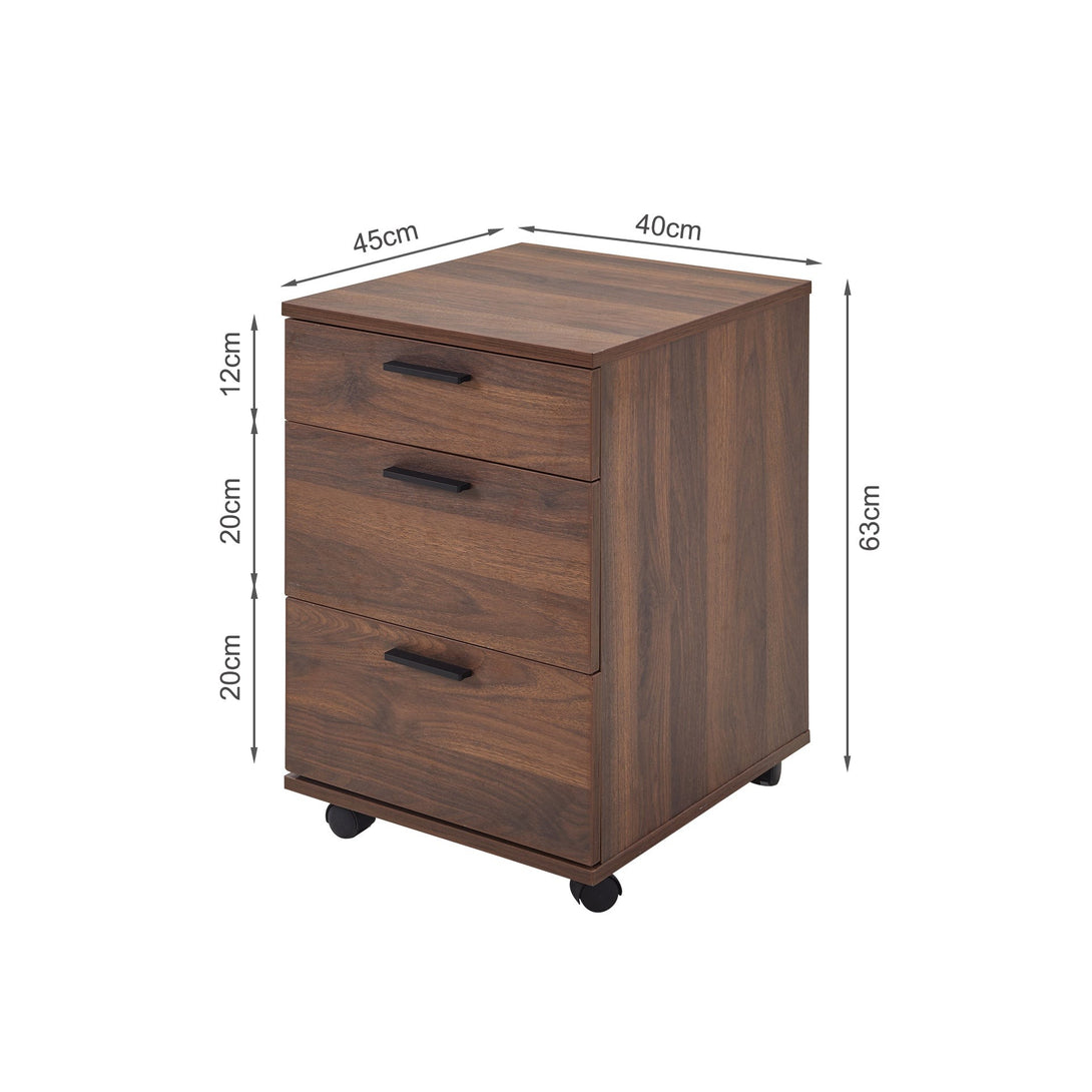 Nakia 3 Drawer Filing Cabinet - Walnut