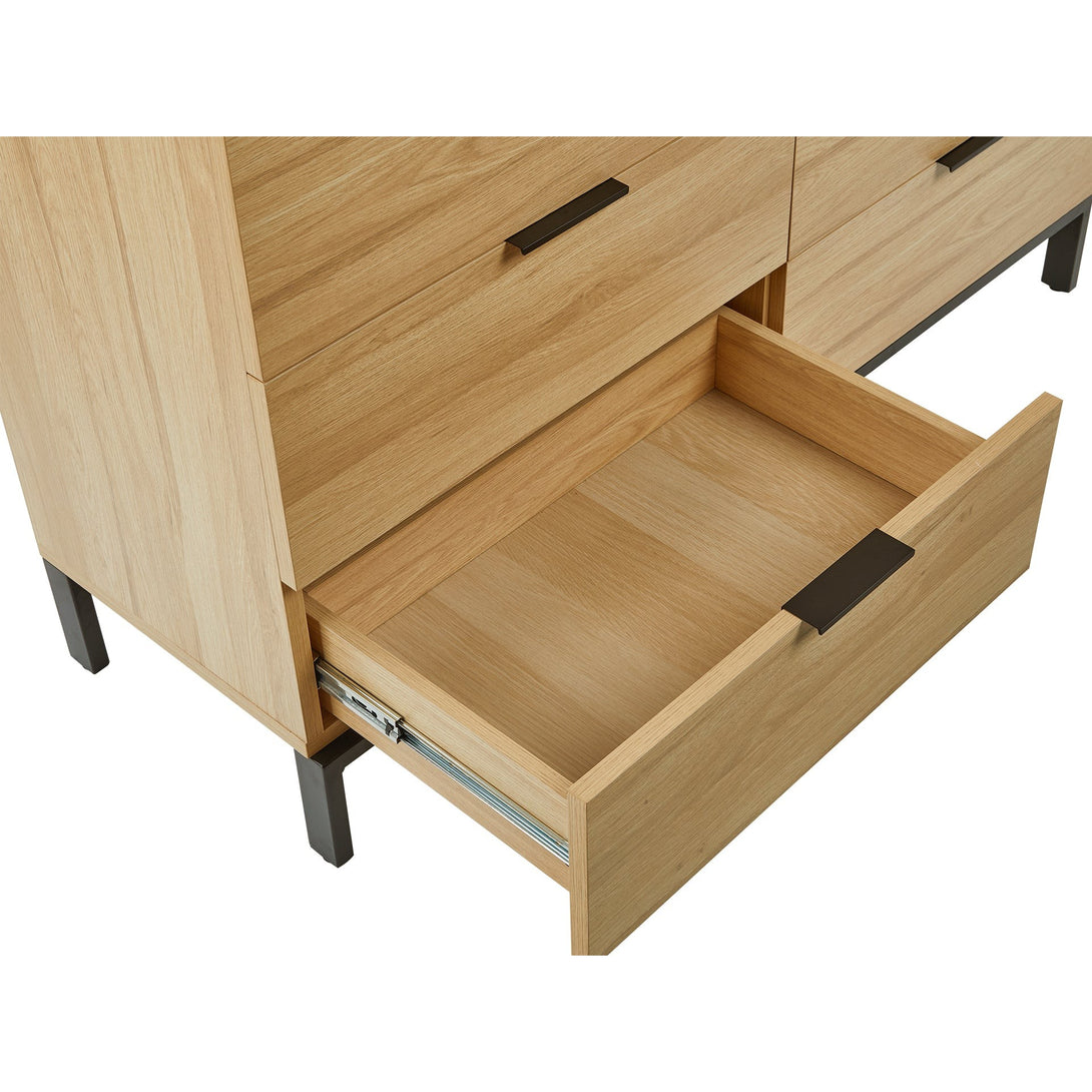 Ocala Low Boy 8 Drawer Chest Dresser - Oak