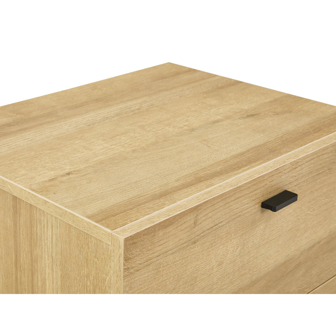 Hekla Wooden Bedside Table Nightstand with 2 Drawers - Oak