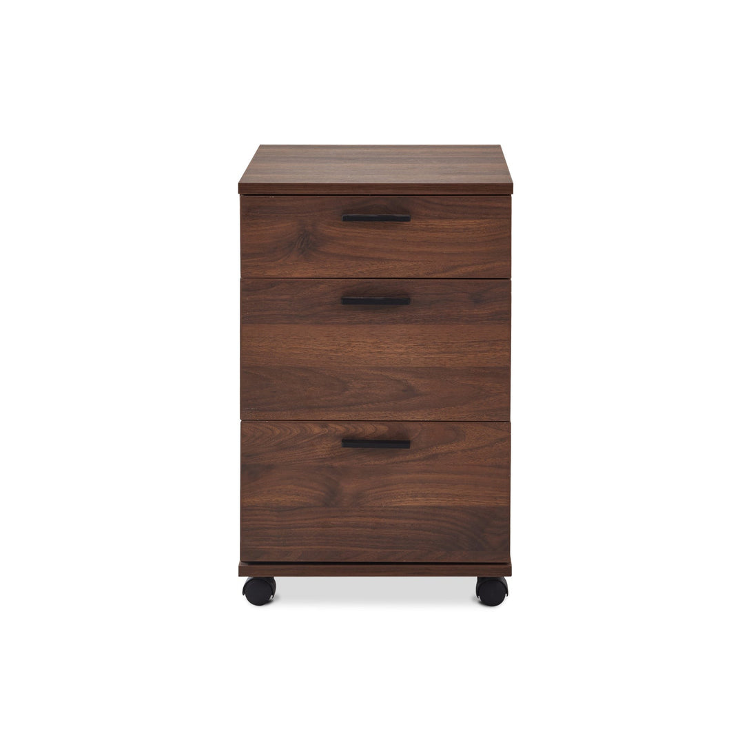 Nakia Computer Corner Desk with Filing Cabinet - Walnut