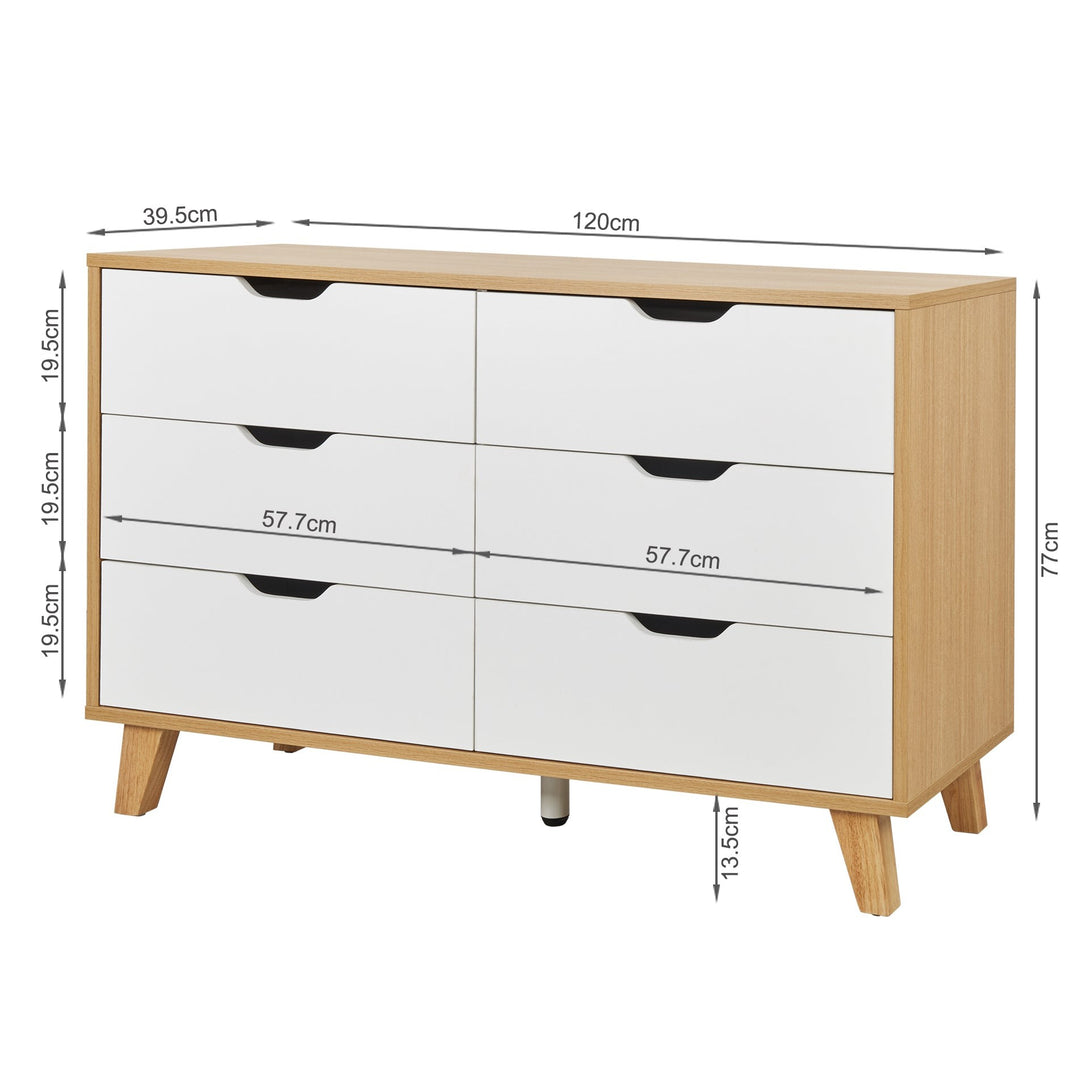 Schertz Wooden Low Boy 6 Drawers - Oak