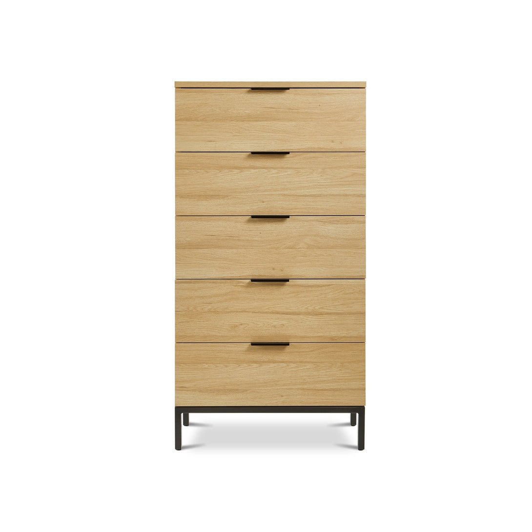 Ocala Tallboy 5 Drawer Chest Dresser - Oak