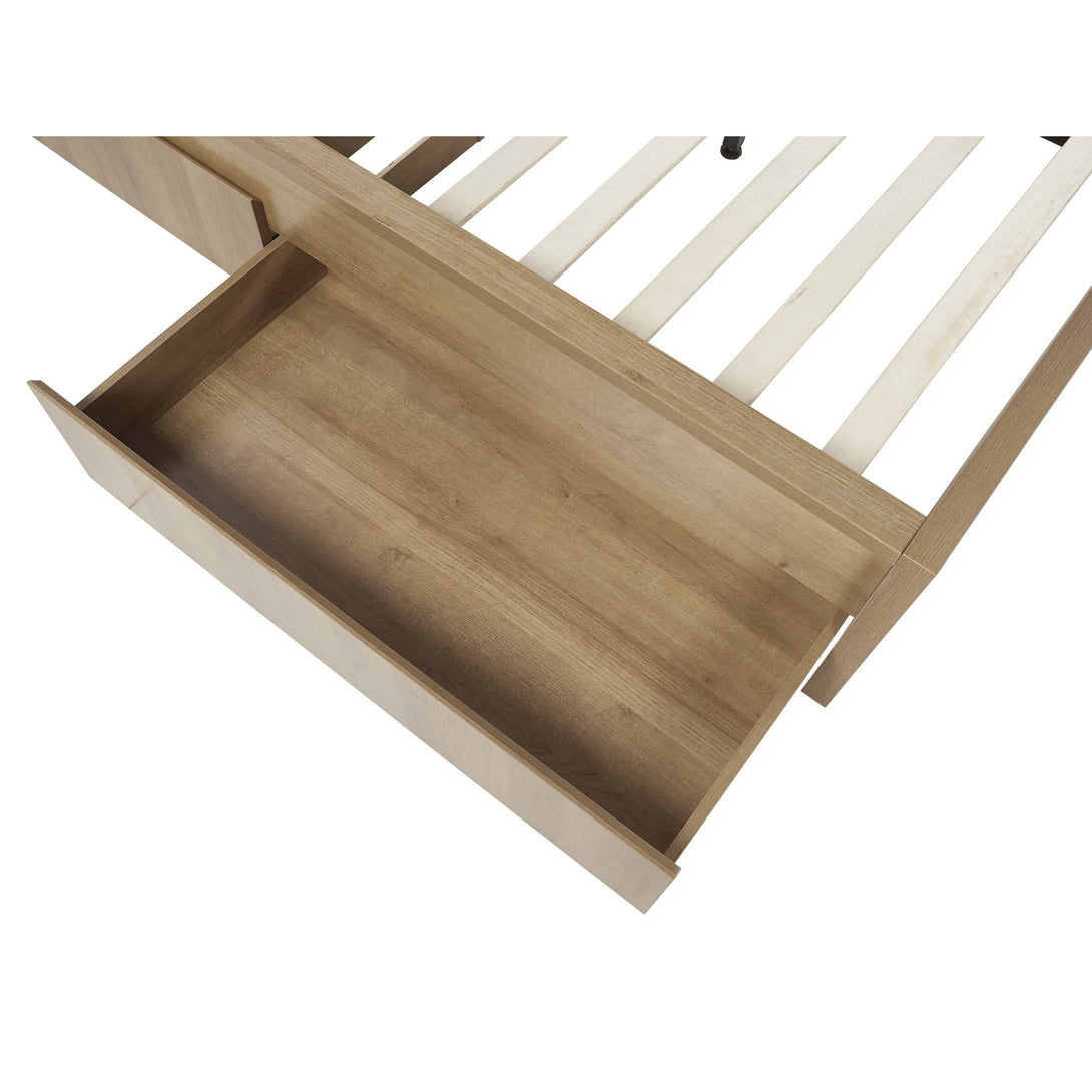 Harris Queen Bed Frame with Storage - Oak