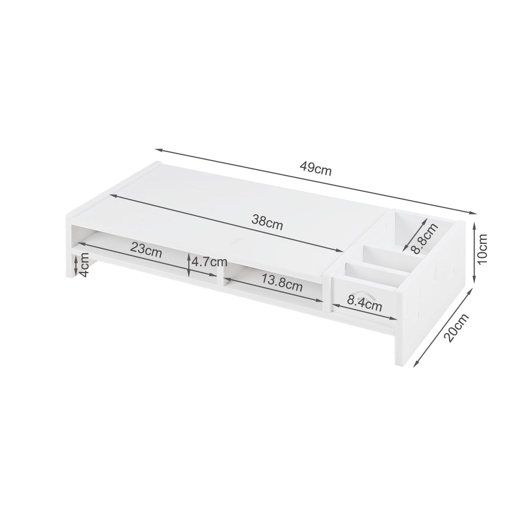 2 Tier Monitor Stand Riser Storage Organizer Shelf - White