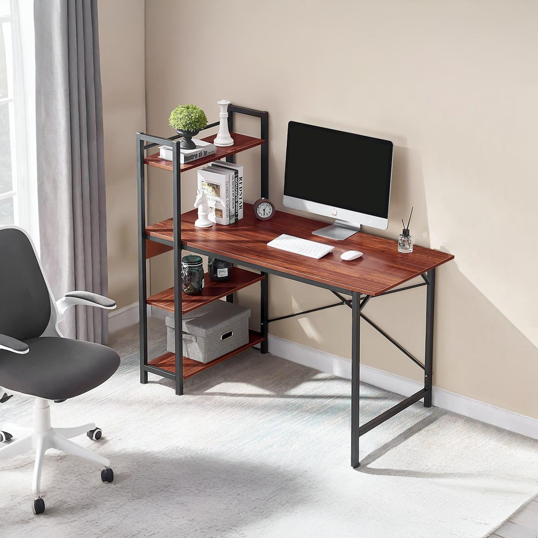 Kendahl 120cm Computer Desk with Bookshelf - Black