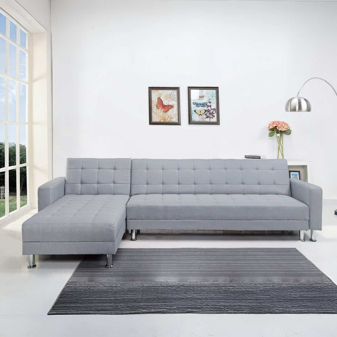 Minnesota 5 Seater Sofa Bed Futon with Chaise - Grey