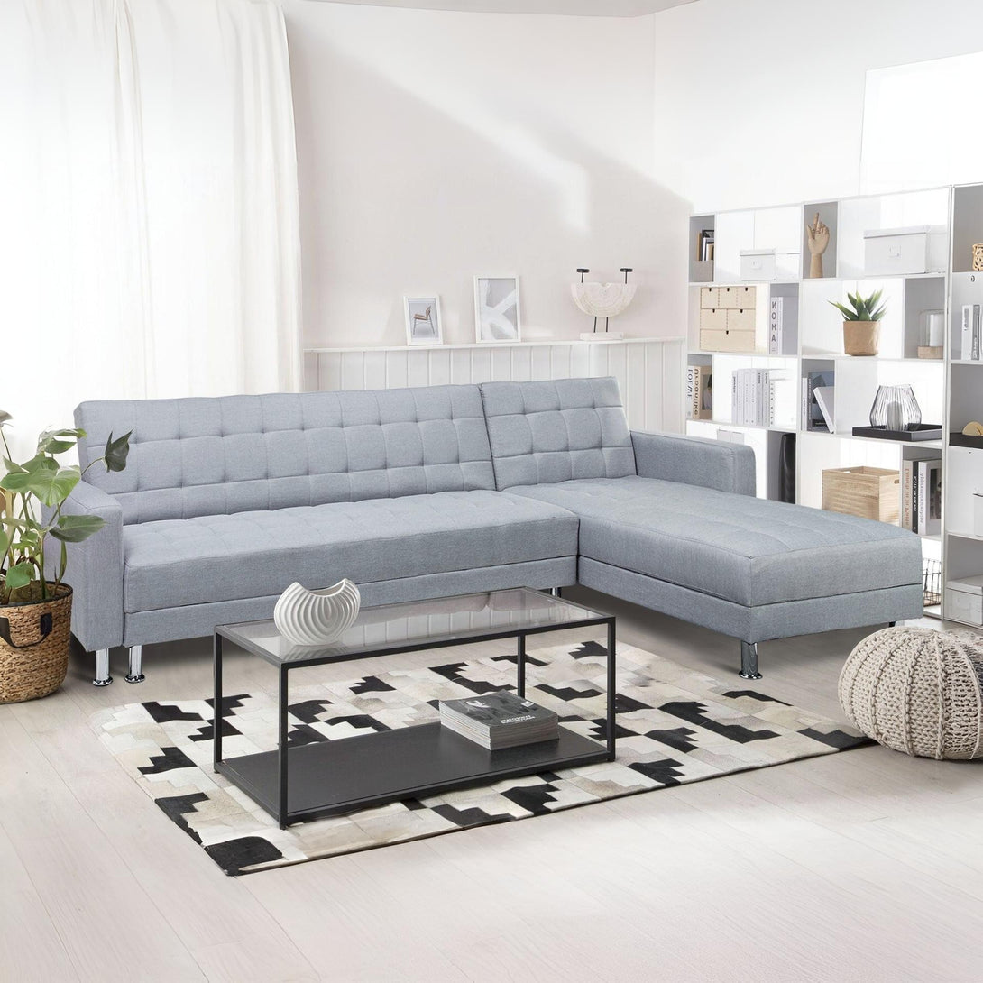 Minnesota 5 Seater Sofa Bed Futon with Chaise - Grey